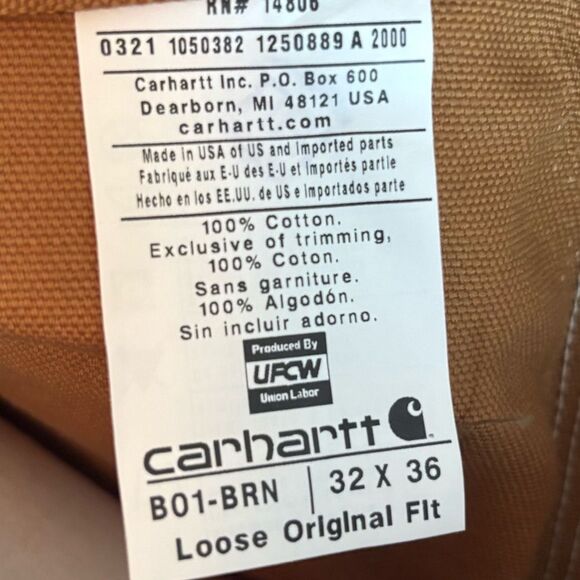 Carhartt Loose Original Fit Double Front 32 x 36 Men's Work Duck Pants NEW - Picture 11 of 14